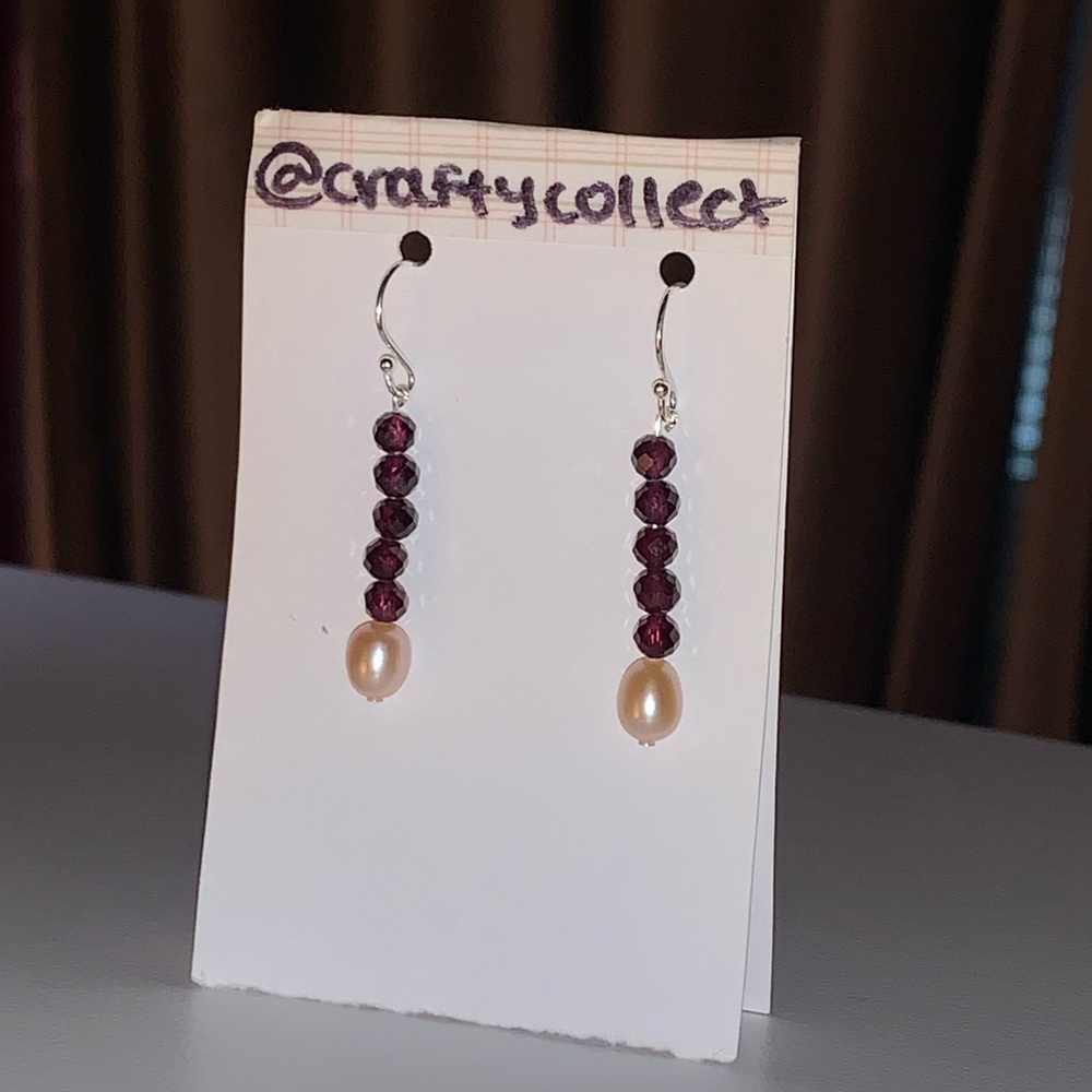 Garnet Pearl drop earrings